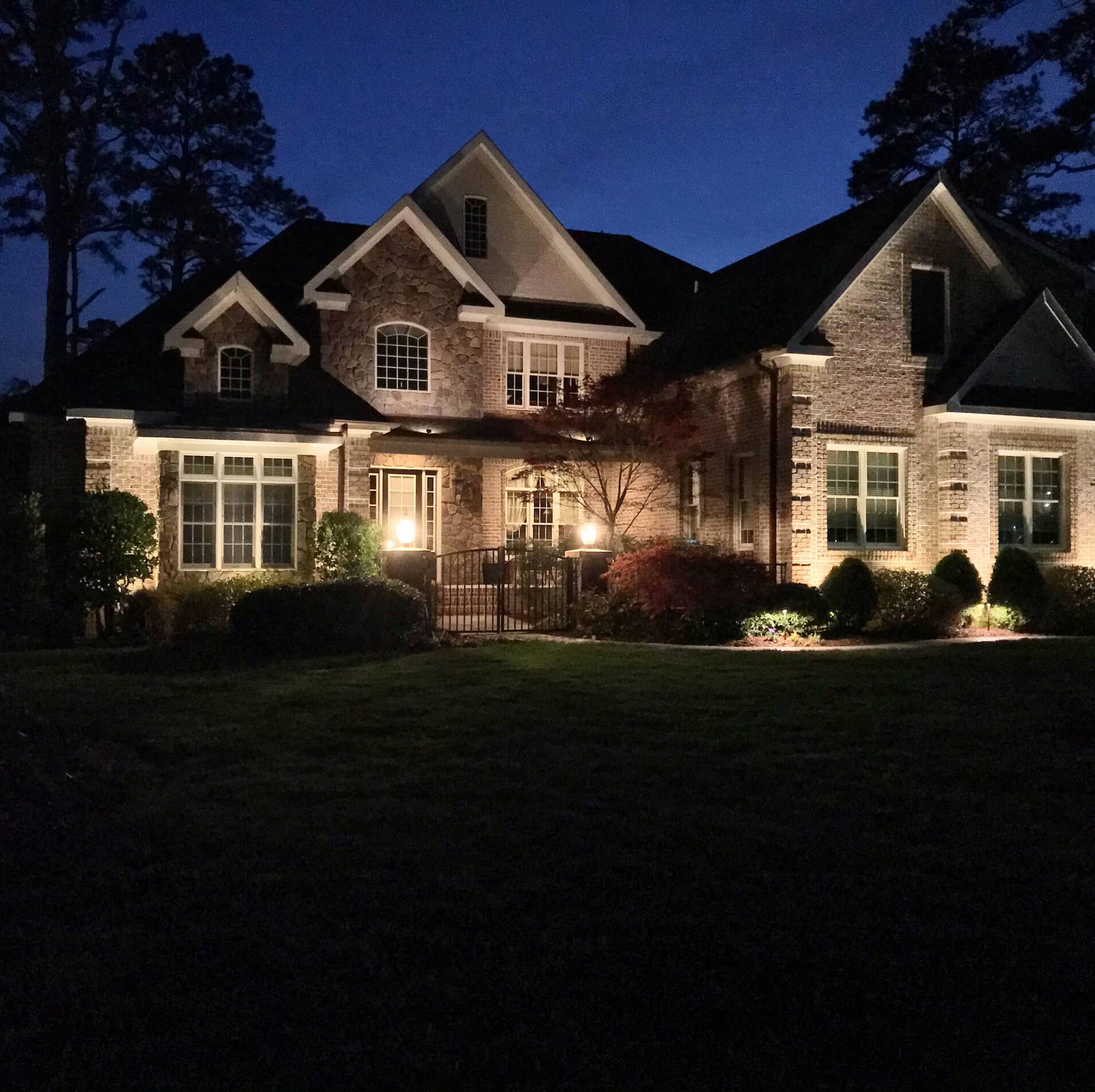 outdoor home illumination lighting during dusk